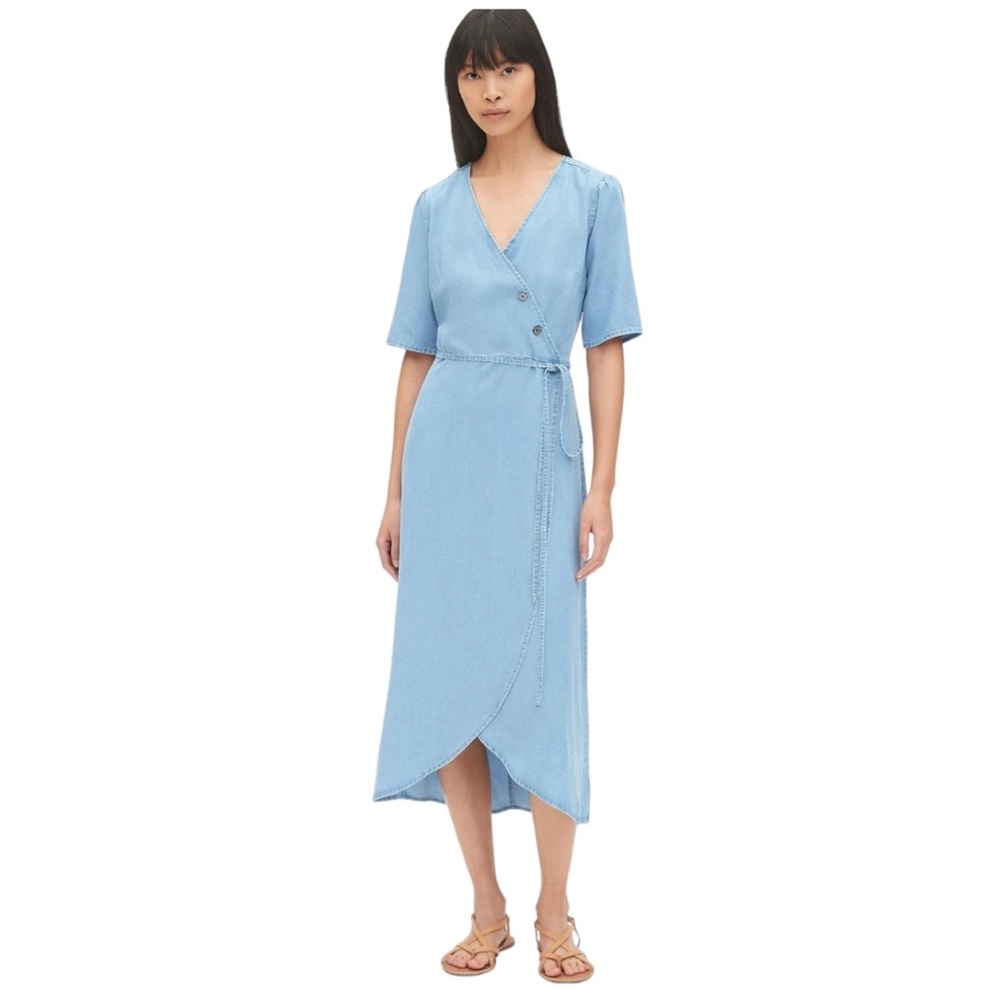 GAP Blue Asymmetrical Wrap Sundress